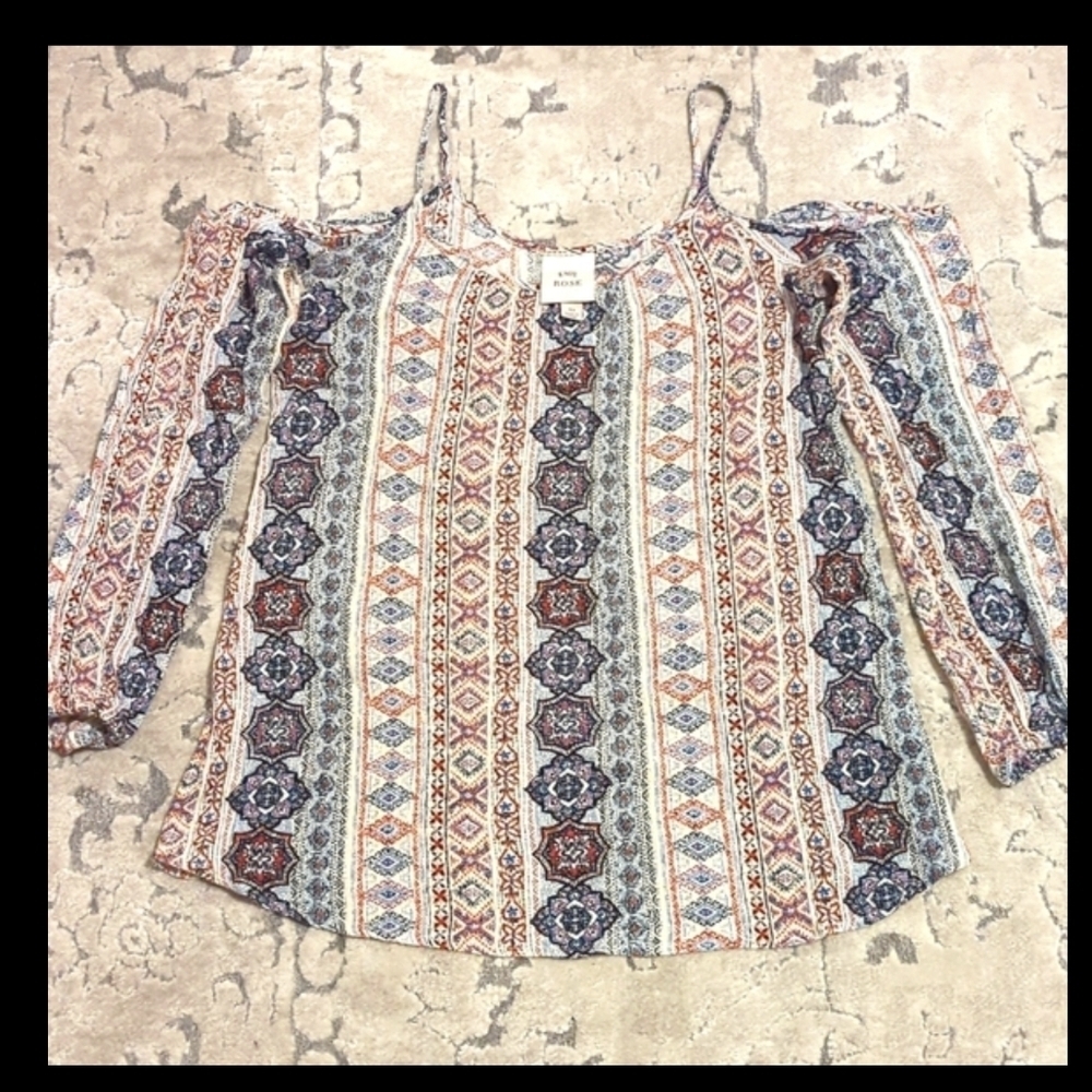 Knox Rose Cold Shoulder Spaghetti Strap Top Multi Color Size XS - Picture 8 of 8
